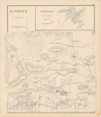 Historic Map : Sandwich 1892 , Town and City Atlas State of New Hampshire , Vintage Wall Art