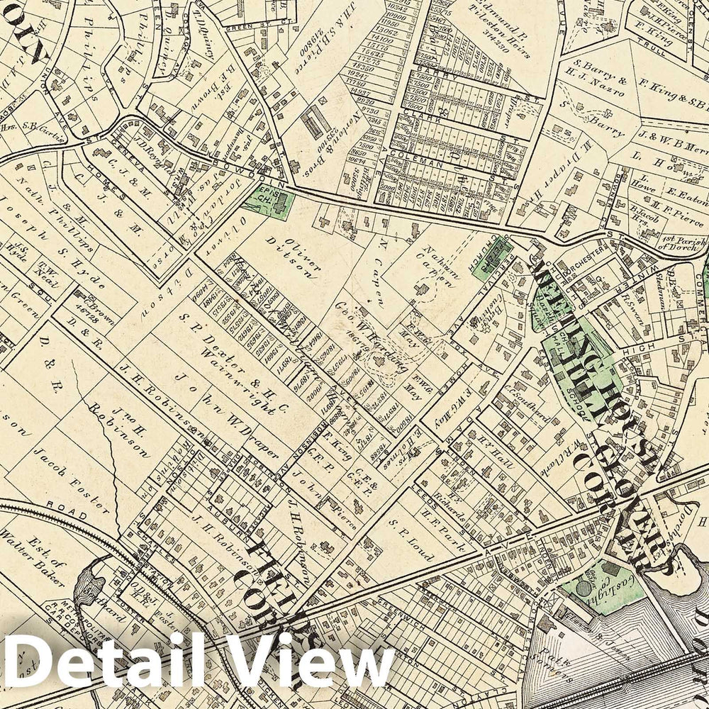 Historic Map : Atlas of County of Suffolk, MA Vol. 3rd, Dorchester 1874 Plate P , Vintage Wall Art