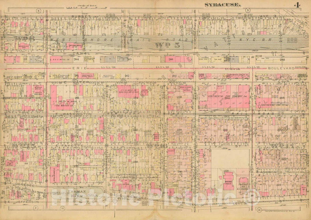 Historic Map : Atlas City of Syracuse, NY and Suburbs, Syracuse 1924 Plate 004 , Vintage Wall Art