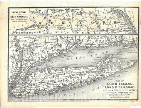 Historic Map : Railroad Maps of the United States, Long Island 1848 , Vintage Wall Art
