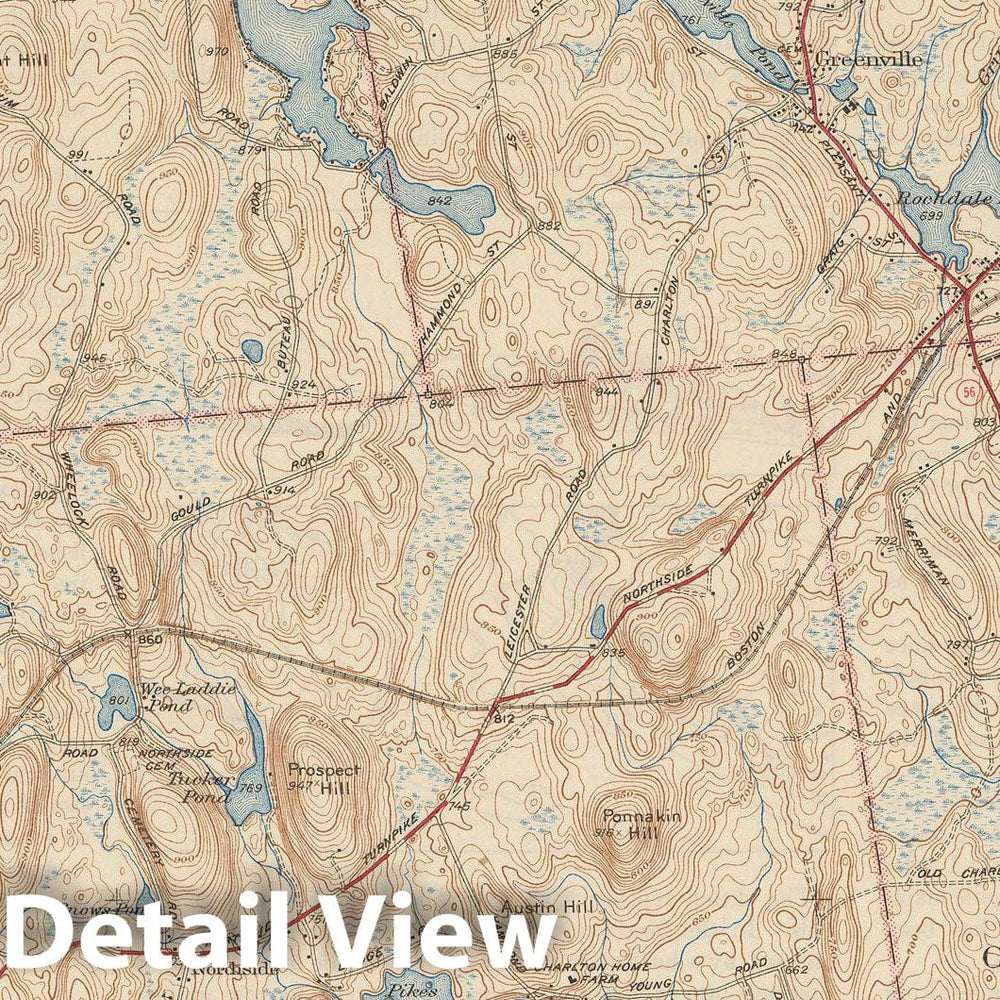 Historic Map : USGS 7.5 Minute Sheets and Quadrangles, Charlton & Leicester & Spencer 1941 Topographic Map , Vintage Wall Art