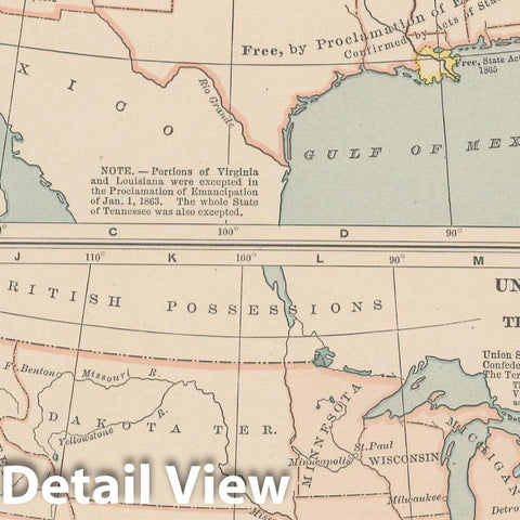 Historic Map : United States 1897 , The Century Atlas World , v2, Vintage Wall Art