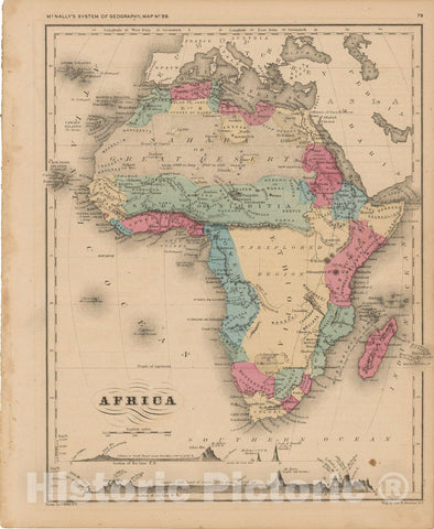 Historic Map : McNally's Improved System of Geography, Africa 1856 , Vintage Wall Art