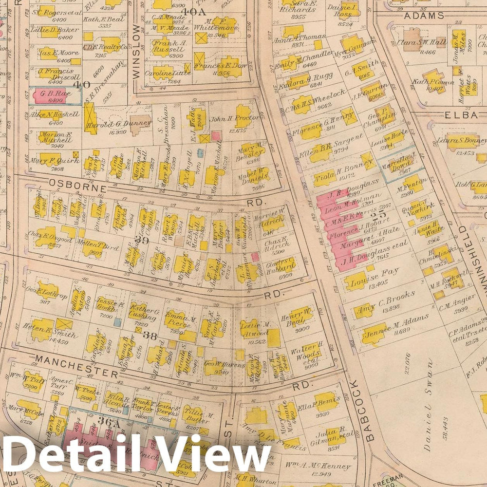 Historic Map : Atlas Town of Brookline, Brookline 1919 Plate 006 , Vintage Wall Art