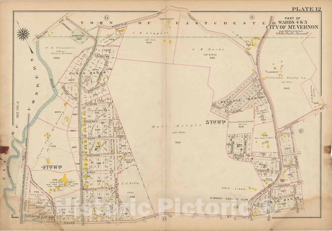Historic Map : Atlas of Westchester County, NY, Vol. 1, Mount Vernon 1910 Plate 012 , Vintage Wall Art
