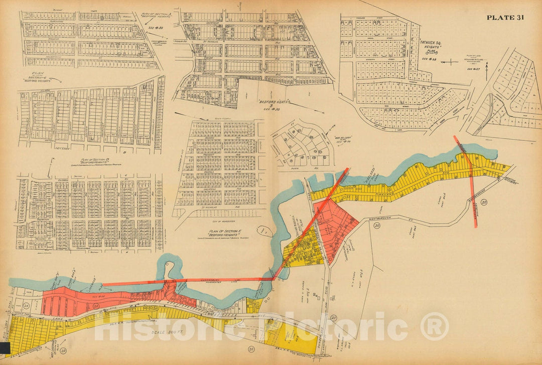 Historic Map : Atlas City of Worcester MA 1922 Plate 031 , Vintage Wall Art