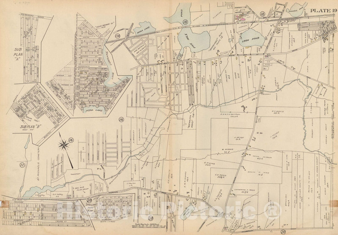 Historic Map : Atlas City of Springfield and the Town of Longmeadow 1920 Plate 019 , Vintage Wall Art