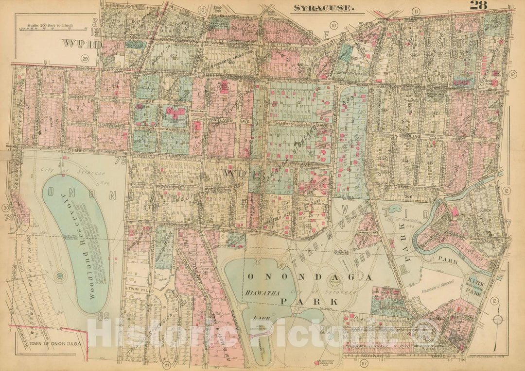 Historic Map : Atlas City of Syracuse, NY and Suburbs, Syracuse 1924 Plate 028 , Vintage Wall Art