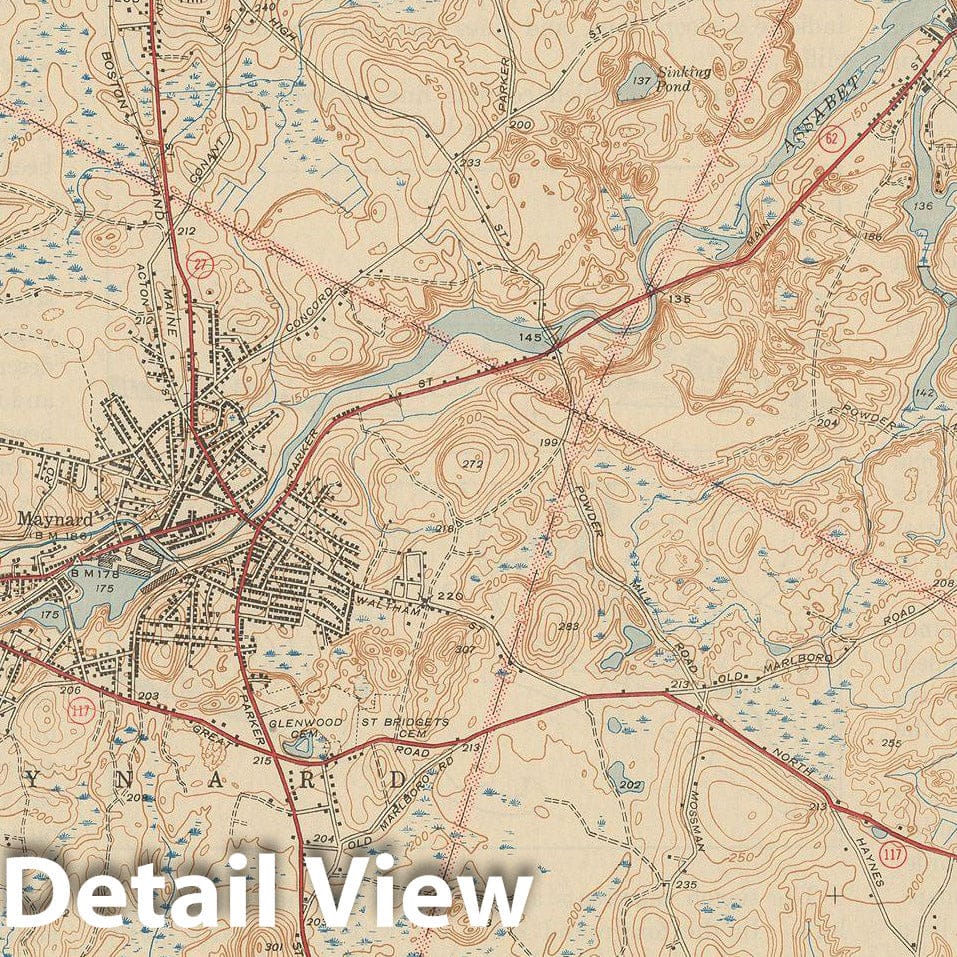 Historic Map : USGS 7.5 Minute Sheets and Quadrangles, Maynard 1943 Topographic Map , Vintage Wall Art