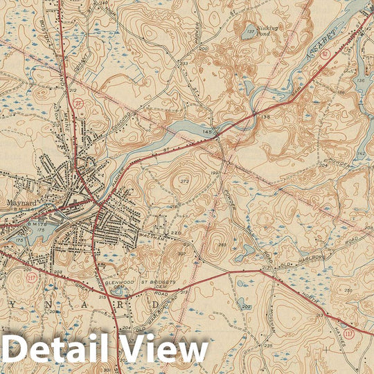 Historic Map : USGS 7.5 Minute Sheets and Quadrangles, Maynard 1943 Topographic Map , Vintage Wall Art
