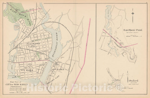 Historic Map : New Haven & Oxford 1893 , Town and City Atlas State of Connecticut , Vintage Wall Art