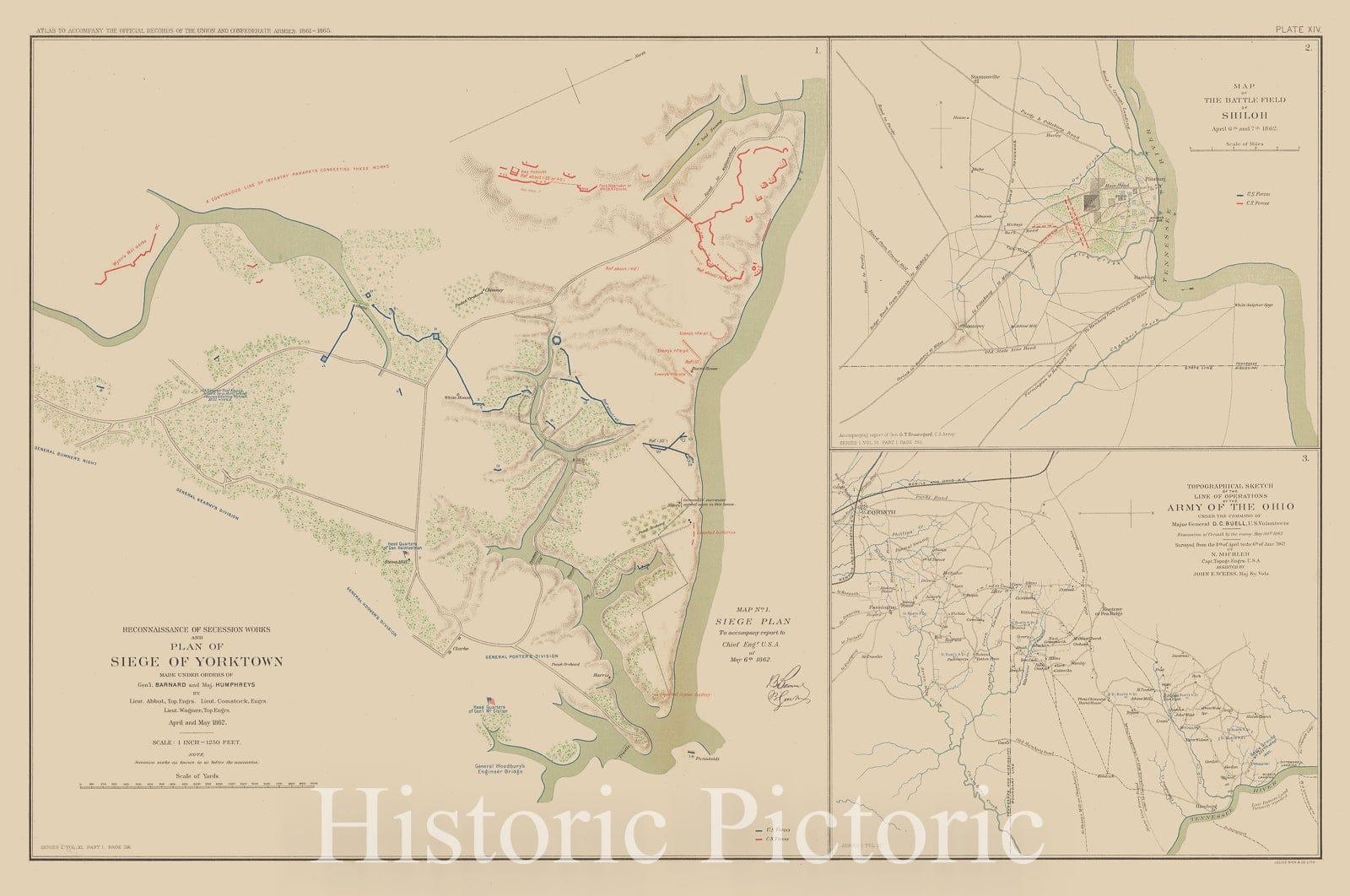 Historic Map : Civil War Atlas of the Union and Confederate Armies, Battles in MS, TN & VA 1895 , Vintage Wall Art