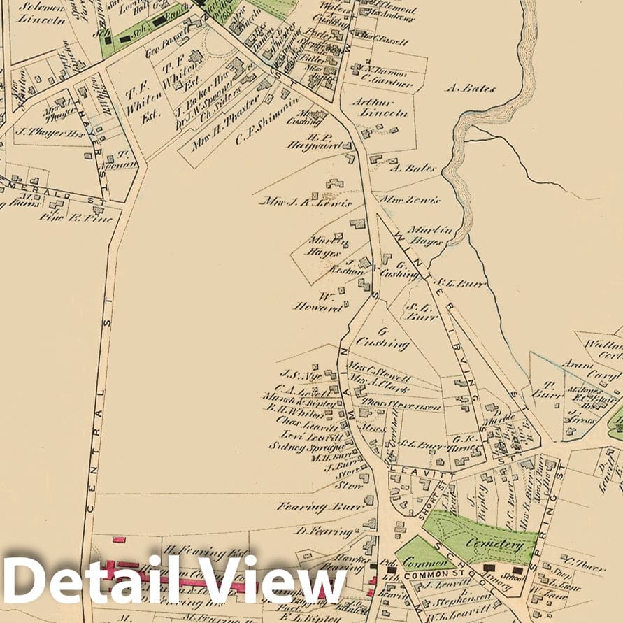 Historic Map : Atlas of Plymouth County Massachusetts, Hingham 1879 , Vintage Wall Art