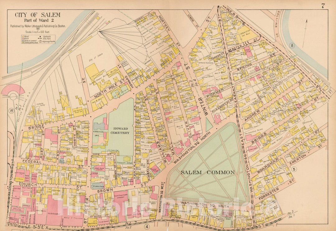 Historic Map : Atlas City of Salem, Salem 1911 Plate 007 , Vintage Wall Art