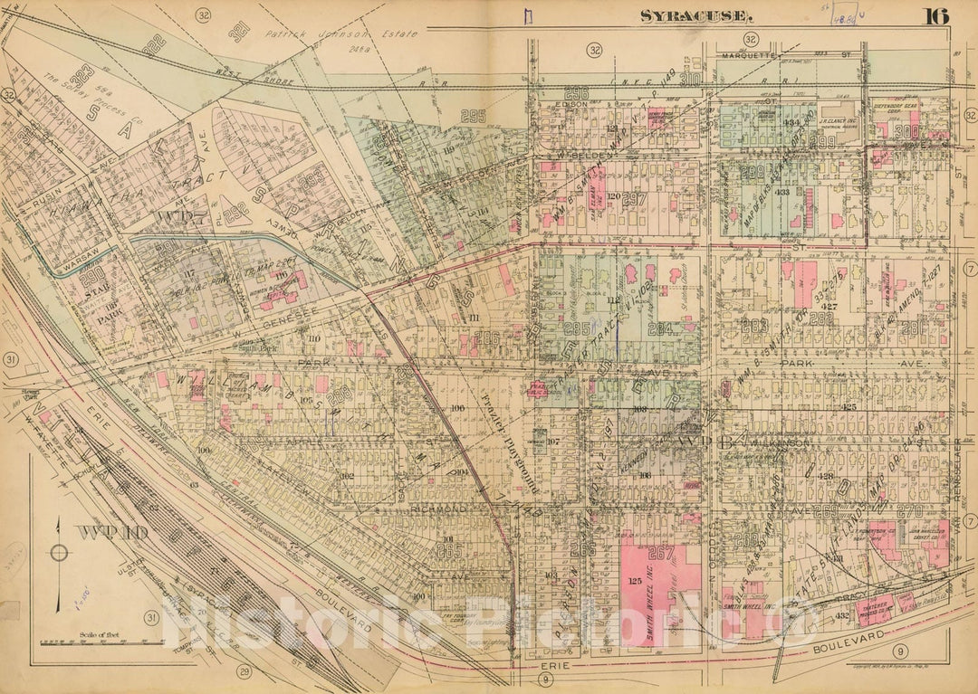 Historic Map : Atlas City of Syracuse, NY and Suburbs, Syracuse 1924 Plate 016 , Vintage Wall Art