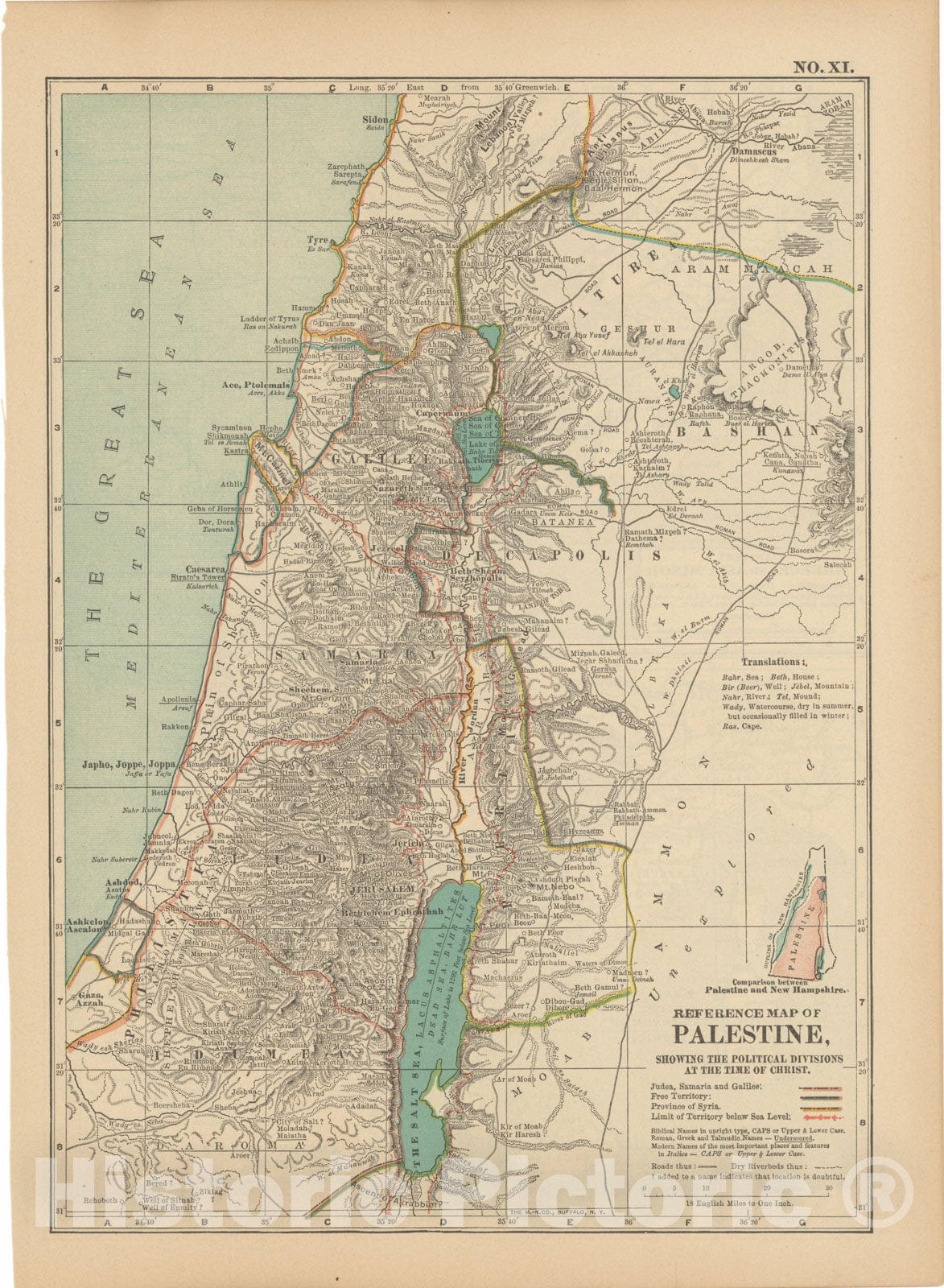 Historic Map : Israel & Jordan & Lebanon & Syria & Palestine 1914 Century Atlas , Vintage Wall Art