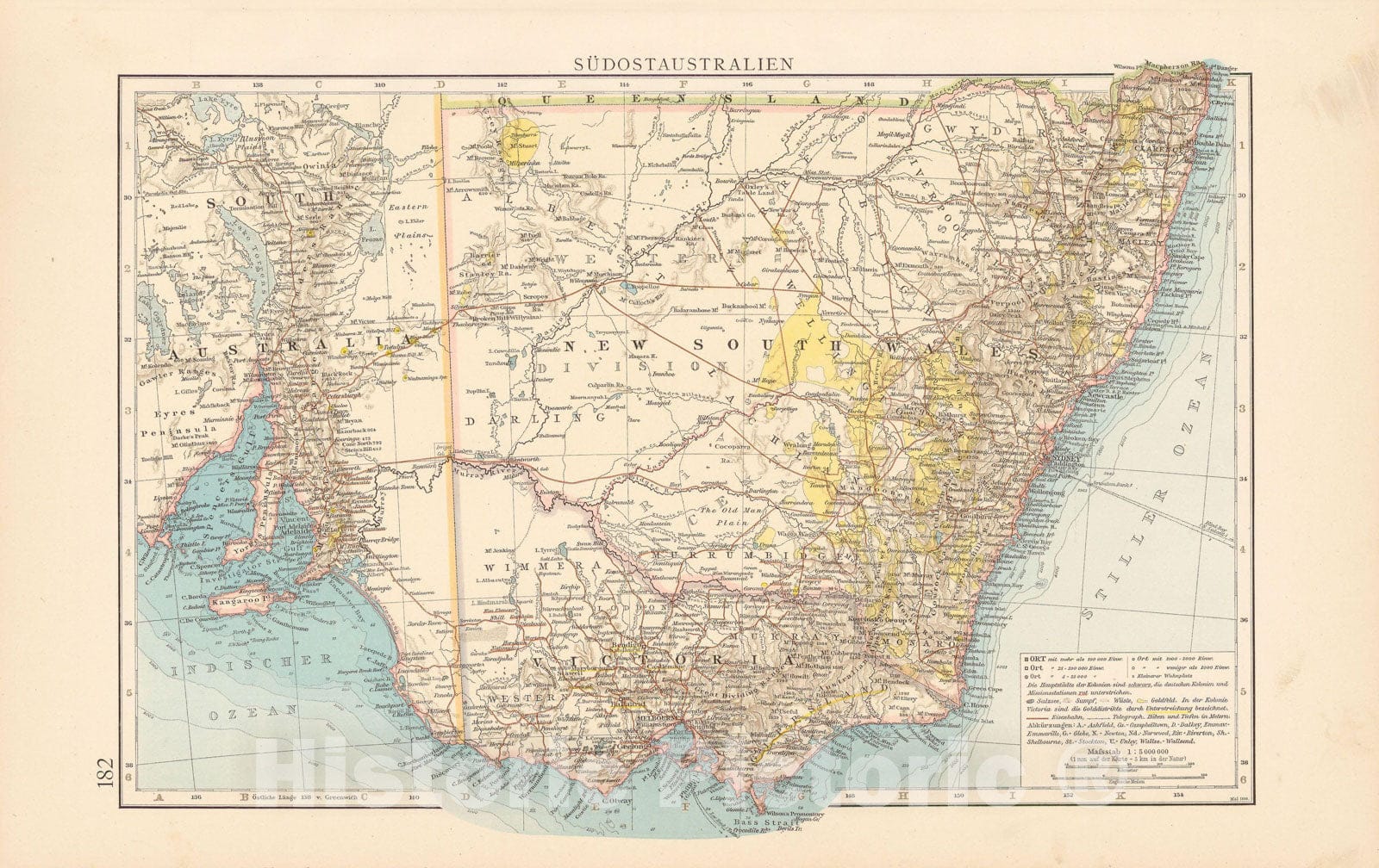Historic Map : Australia 1899 , Andrees Allgemeiner Handatlas , v2, Vintage Wall Art