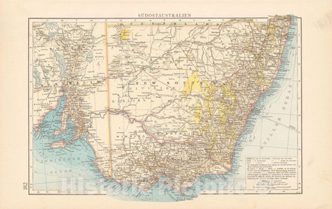 Historic Map : Australia 1899 , Andrees Allgemeiner Handatlas , v2, Vintage Wall Art