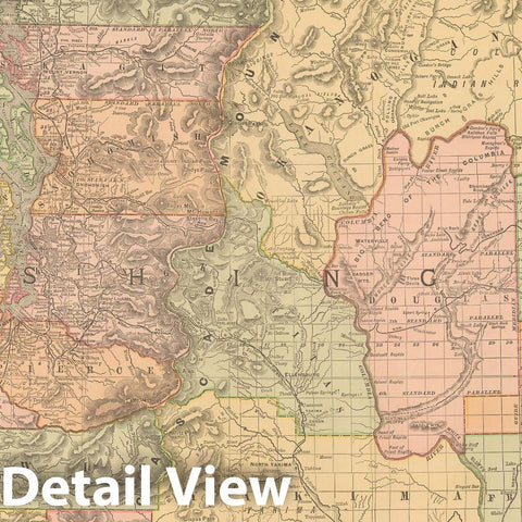 Historic Map : United States Maps, Washington 1894 , Vintage Wall Art