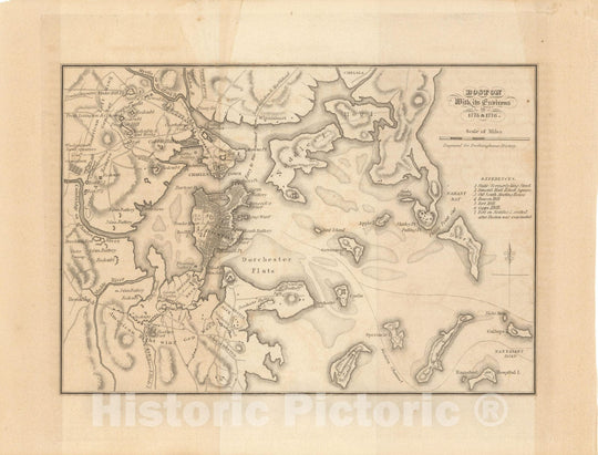 Historic Map : Boston with its Environs in 1775 & 1776 , Vintage Wall Art