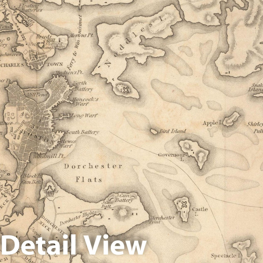 Historic Map : Boston with its Environs in 1775 & 1776 , Vintage Wall Art