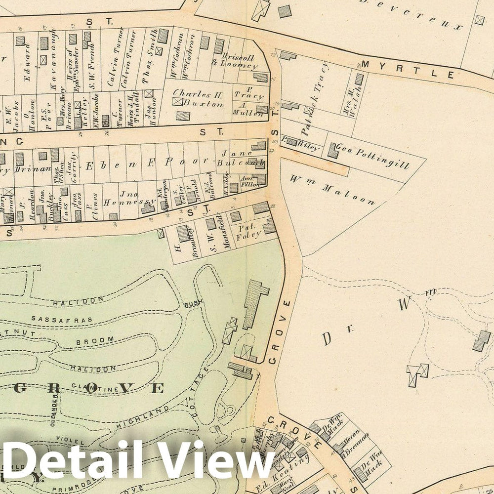 Historic Map : Atlas City of Salem, Massachusetts, Salem 1874 Plate P , Vintage Wall Art