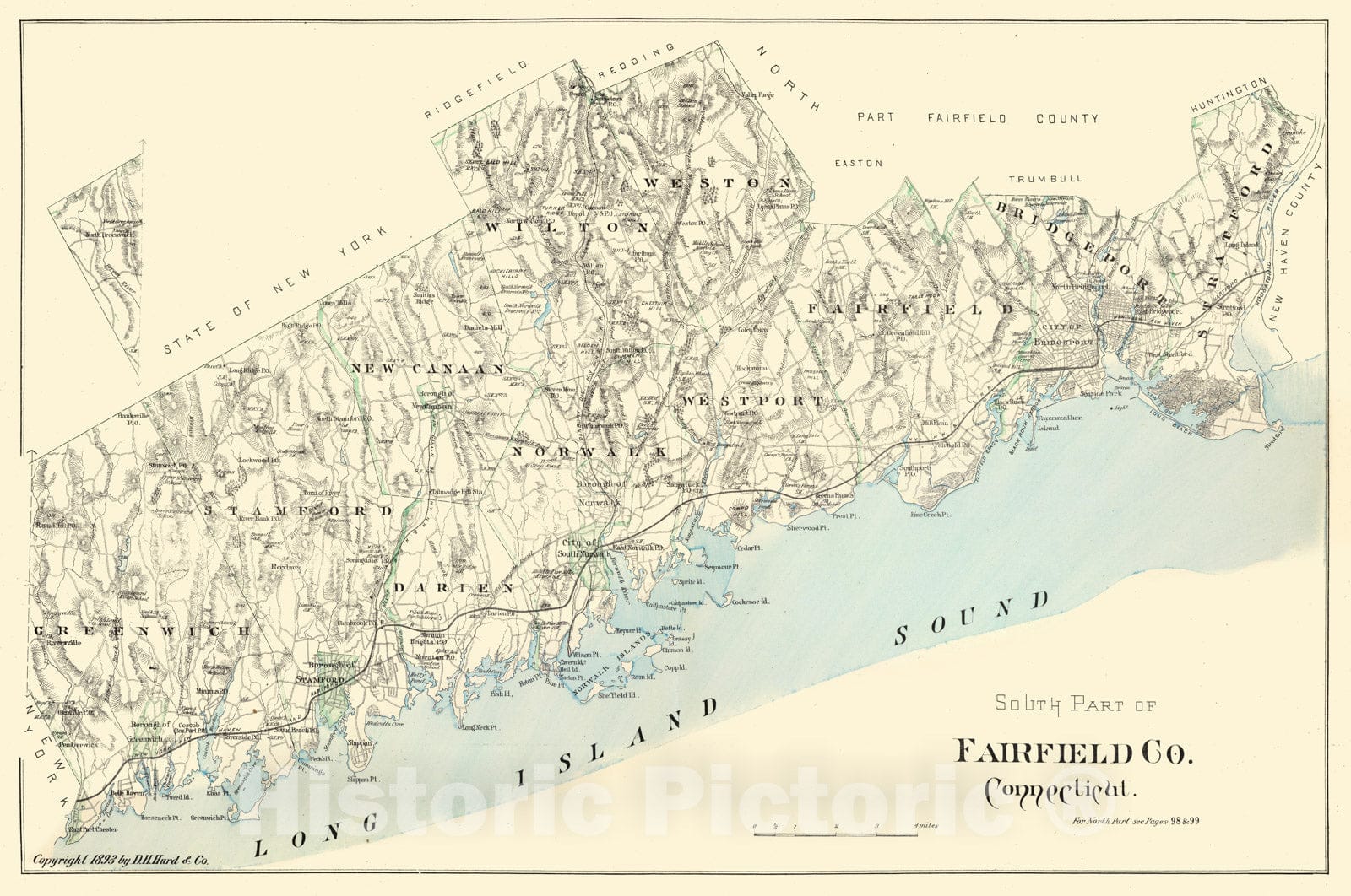 Historic Map : Fairfield 1893 , Town and City Atlas State of Connecticut , v2, Vintage Wall Art