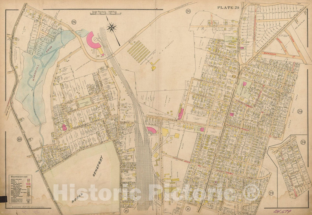 Historic Map : Atlas City of Worcester, Worcester 1911 Plate 029 , Vintage Wall Art