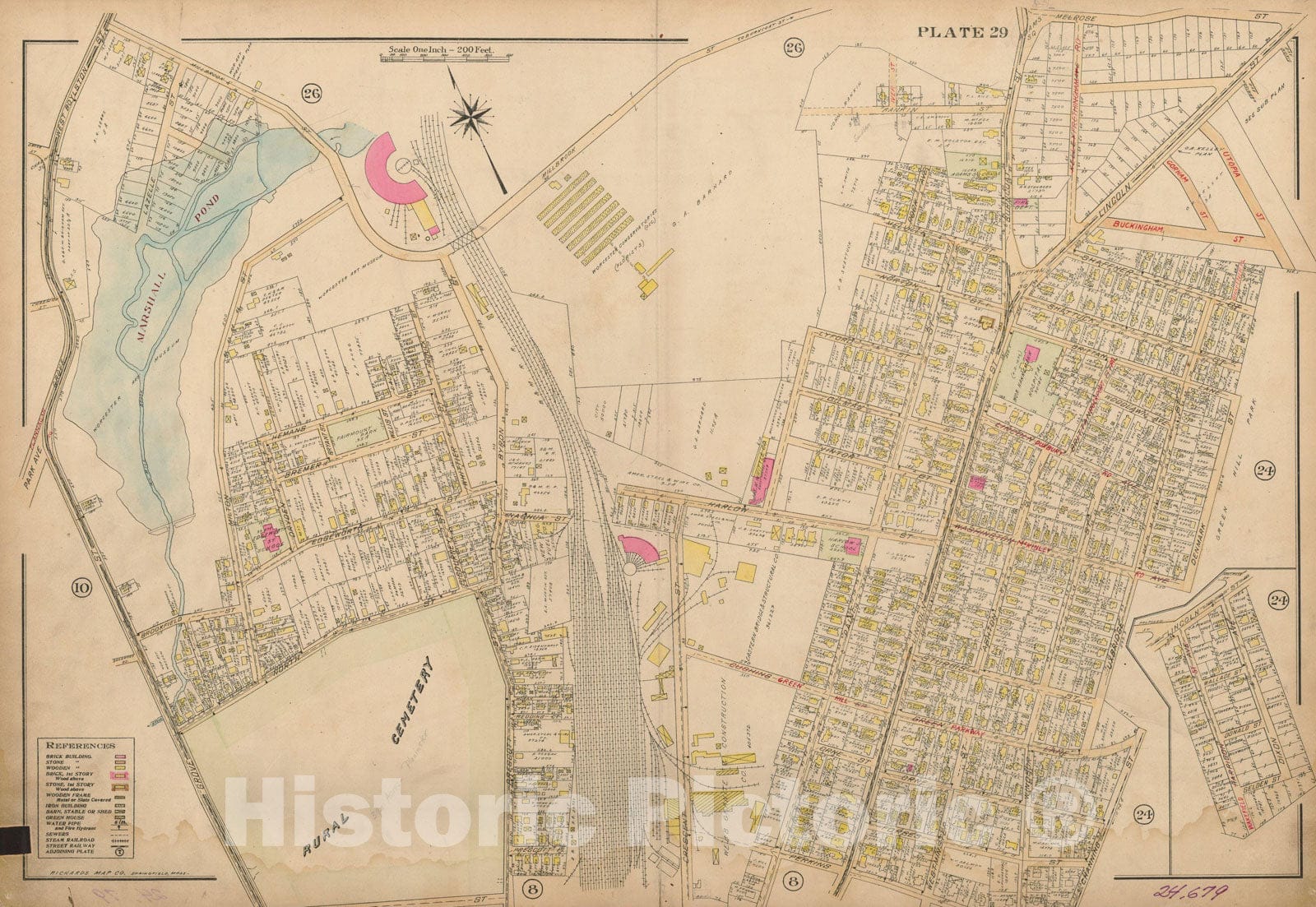 Historic Map : Atlas City of Worcester, Worcester 1911 Plate 029 , Vintage Wall Art