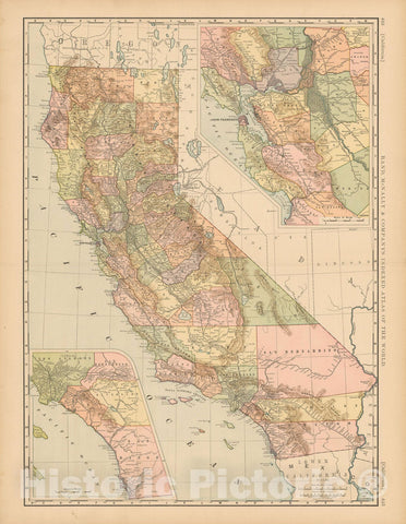 Historic Map : United States Maps, California 1894 , Vintage Wall Art