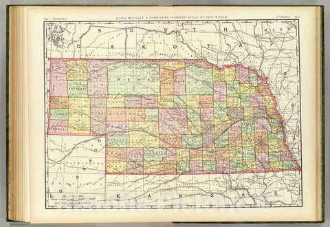 Historic Map : United States Maps, Nebraska 1894 , Vintage Wall Art