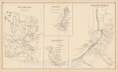 Historic Map : Winchester 1892 , Town and City Atlas State of New Hampshire , Vintage Wall Art