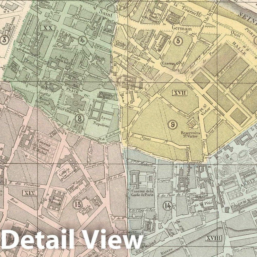 Historic Map : Europe, Paris 1860 5th Arrondissement , Vintage Wall Art