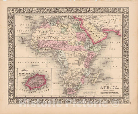 Historic Map : Africa 1864 , New General (World) Atlas , Vintage Wall Art
