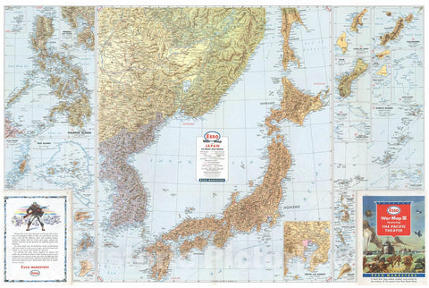 Historic Map : WWII Pacific Theater: Japan 1940s , Vintage Wall Art
