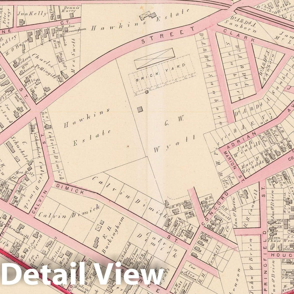 Historic Map : Atlas City of Somerville, Somerville 1874 Plate E , Vintage Wall Art