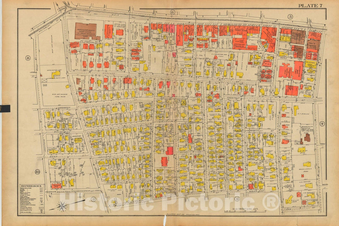 Historic Map : Atlas City of Worcester MA 1922 Plate 007 , Vintage Wall Art