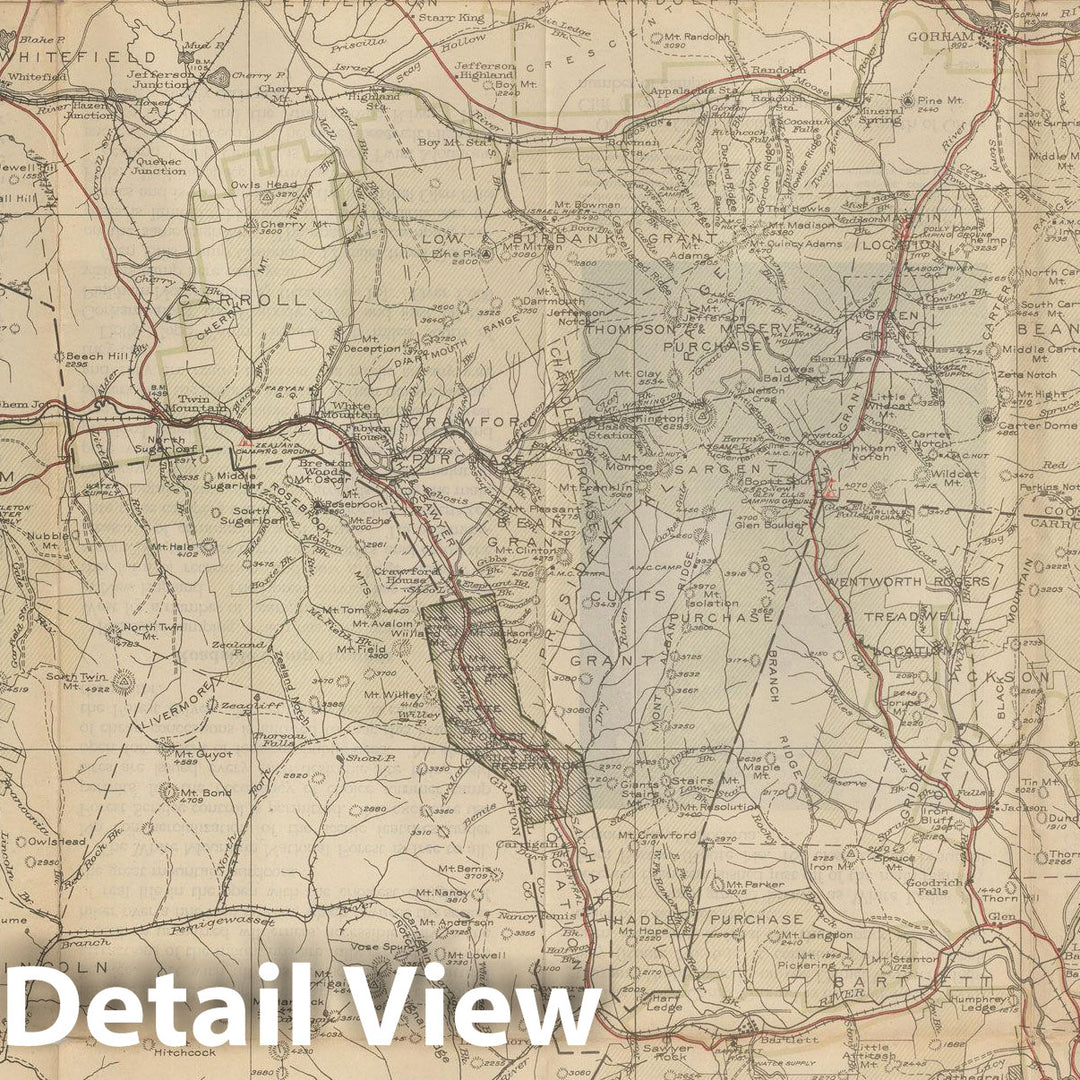 Historic Map : New Hampshire, White Mountain National Forest 1924 , Vintage Wall Art