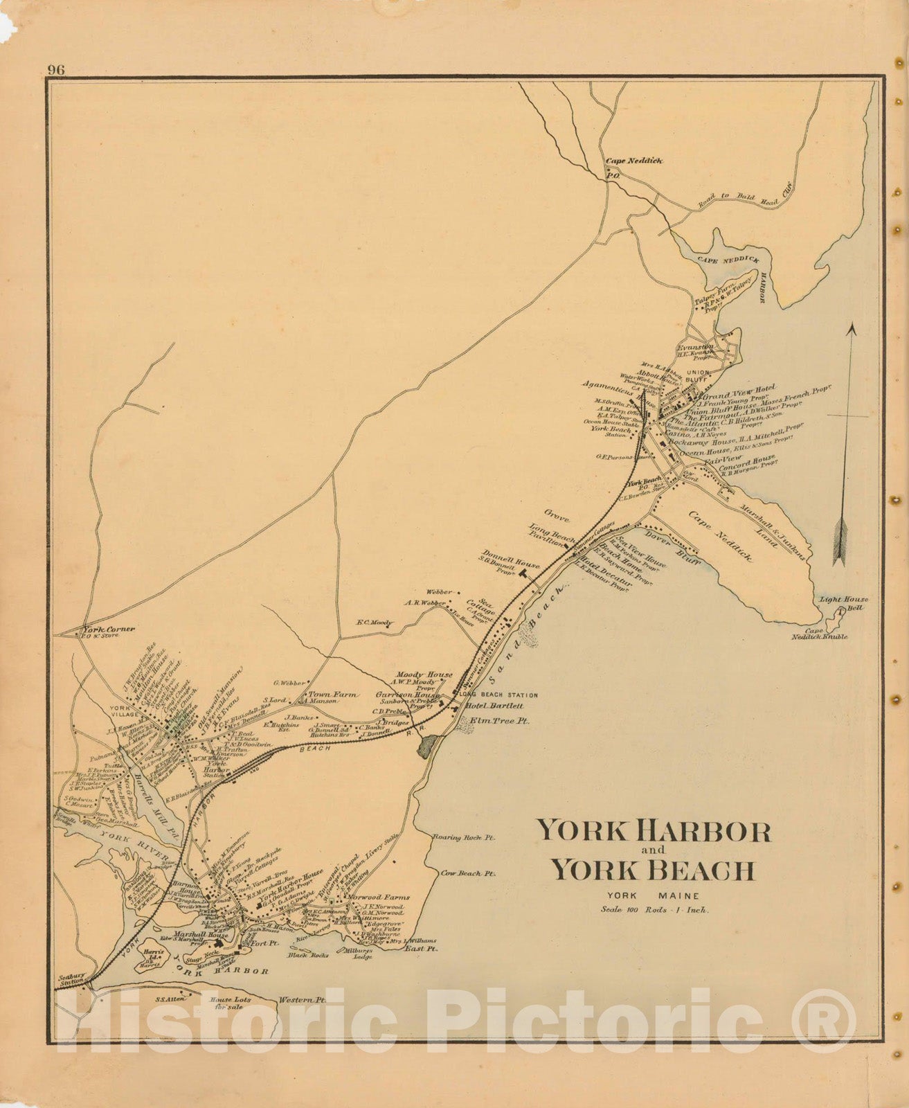 Historic Map : Atlas State of Maine, York 1894-95 , v2, Vintage Wall Art