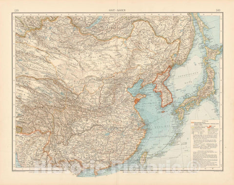 Historic Map : Asia 1899 , Andrees Allgemeiner Handatlas , v2, Vintage Wall Art
