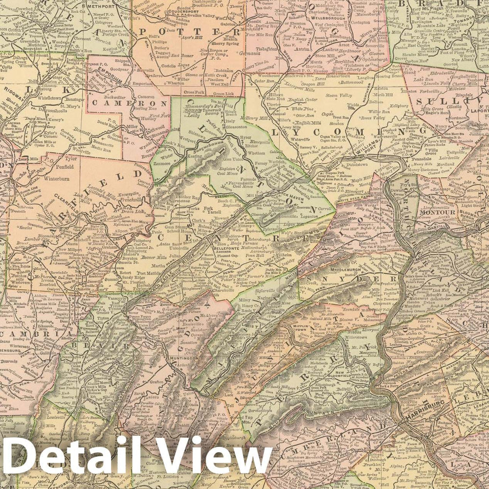 Historic Map : United States Maps, Pennsylvania 1894 , Vintage Wall Art