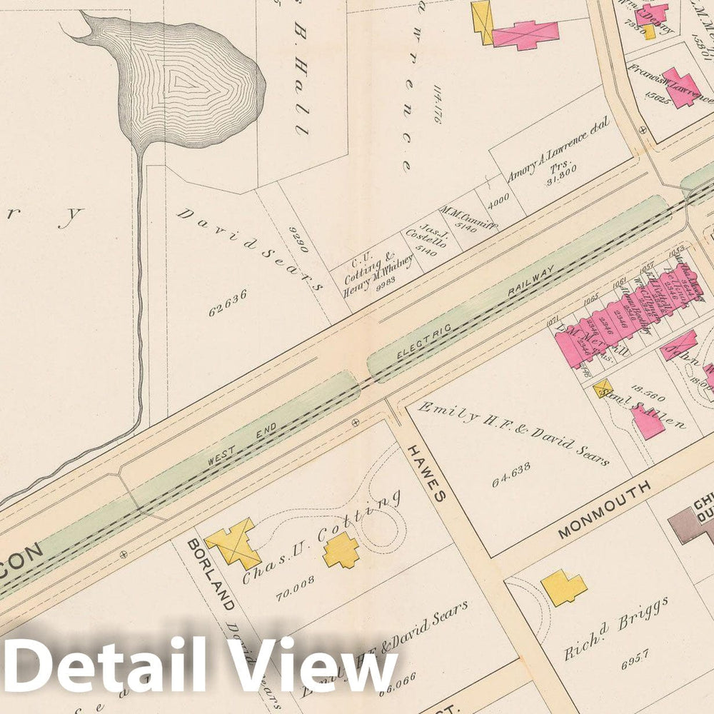 Historic Map : Atlas Town of Brookline, Brookline 1893 Plate 004 , Vintage Wall Art