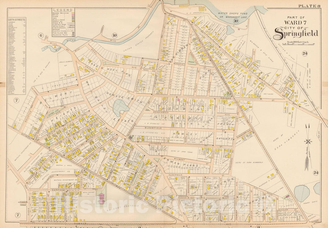 Historic Map : Atlas City of Springfield, Springfield 1899 Plate 008 , Vintage Wall Art