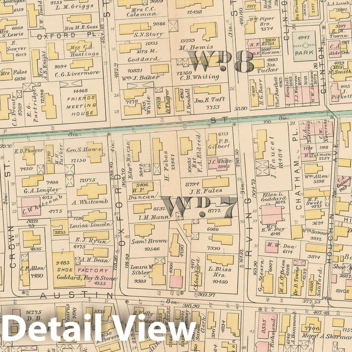 Historic Map : Atlas City of Worcester, MA, Worcester 1886 Plate 008 , Vintage Wall Art