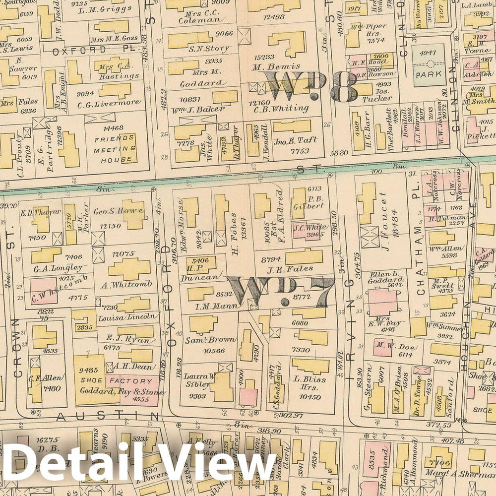 Historic Map : Atlas City of Worcester, MA, Worcester 1886 Plate 008 , Vintage Wall Art