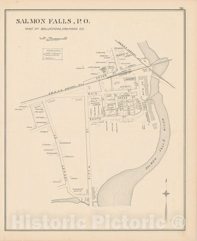 Historic Map : Rollinsford 1892 , Town and City Atlas State of New Hampshire , v2, Vintage Wall Art