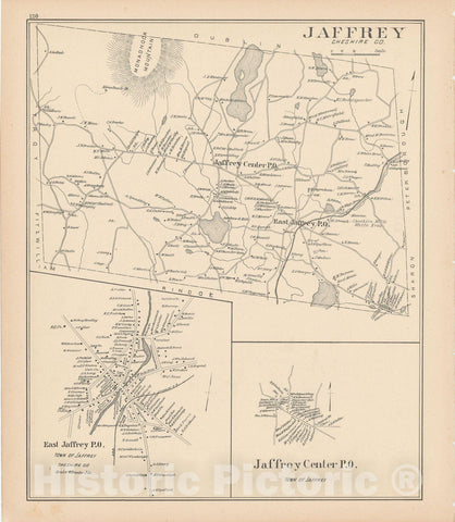 Historic Map : Jaffrey 1892 , Town and City Atlas State of New Hampshire , Vintage Wall Art