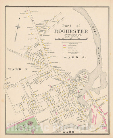 Historic Map : Rochester 1892 , Town and City Atlas State of New Hampshire , v2, Vintage Wall Art