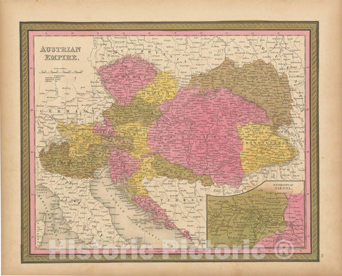 Historic Map : Austria & Hungary & Czech Republic & Slovakia & Austria-Hungary 1847 , A New Universal Atlas of the World , Vintage Wall Art