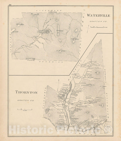 Historic Map : Thornton & Waterville 1892 , Town and City Atlas State of New Hampshire , Vintage Wall Art